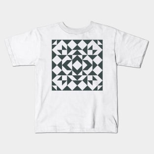 Modern Geometric Quilt Block in Black Kids T-Shirt